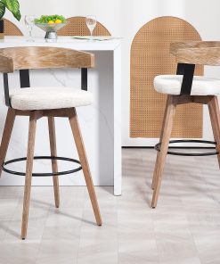 Glamour Home Beck Fabric Barstool With Back, Beige/Brown