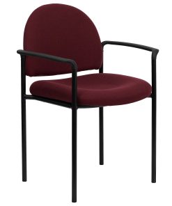 Flash Furniture Comfortable Stackable Steel Side Chair With Arms, Burgundy/Black 2