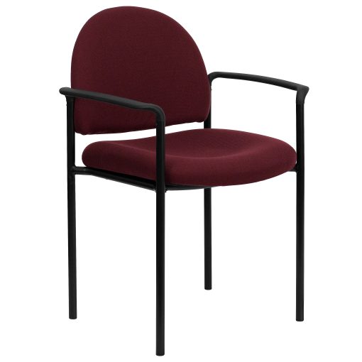 Flash Furniture Comfortable Stackable Steel Side Chair With Arms, Burgundy/Black - Image 2