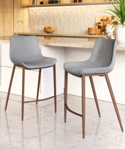 Zuo Magnus Counter-Height Stools, Slate Gray/Walnut, Set Of 2 Stools 2
