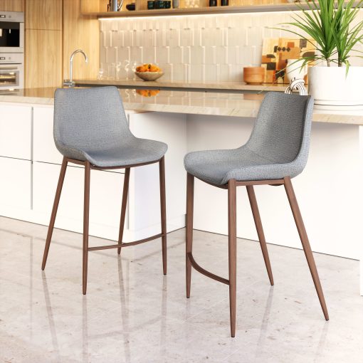 Zuo Magnus Counter-Height Stools, Slate Gray/Walnut, Set Of 2 Stools - Image 2