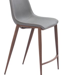 Zuo Magnus Counter-Height Stools, Slate Gray/Walnut, Set Of 2 Stools