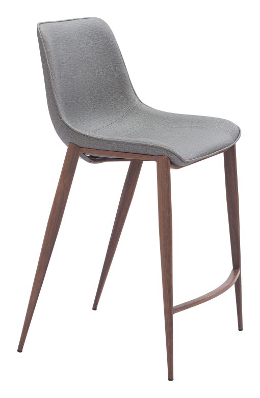 Zuo Magnus Counter-Height Stools, Slate Gray/Walnut, Set Of 2 Stools