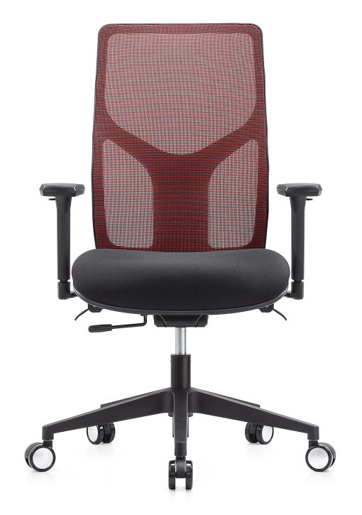 WorkPro® 4000 Series Multifunction Ergonomic Mesh/Fabric High-Back Executive Chair, Red/Black, BIFMA Compliant - Image 2