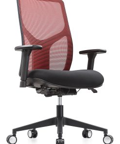 WorkPro® 4000 Series Multifunction Ergonomic Mesh/Fabric High-Back Executive Chair, Red/Black, BIFMA Compliant