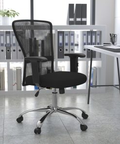 Flash Furniture Contemporary Mesh Mid-Back Swivel Task Chair With Adjustable Arms, Black/Chrome 2