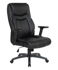 Office Star™ Ergonomic Leather High-Back Executive Office Chair, Black/White 2