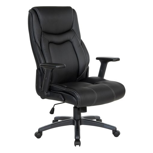 Office Star™ Ergonomic Leather High-Back Executive Office Chair, Black/White - Image 2