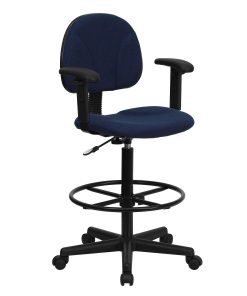 Flash Furniture Fabric Drafting Chair with Adjustable Arms (Cylinders: 22.5”-27”H or 26”-30.5”H), Navy/Black 2