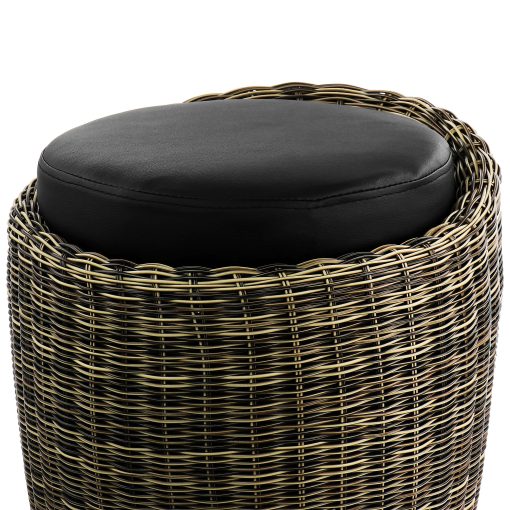 Elama Wicker Outdoor Ottoman Chair, Brown - Image 2