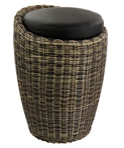 Elama Wicker Outdoor Ottoman Chair, Brown