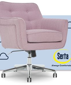Serta® Ashland Home Mid-Back Office Chair, Twill Fabric, Lilac/Chrome 2