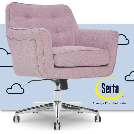 Serta® Ashland Home Mid-Back Office Chair, Twill Fabric, Lilac/Chrome - Image 2