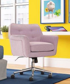 Serta® Ashland Home Mid-Back Office Chair, Twill Fabric, Lilac/Chrome