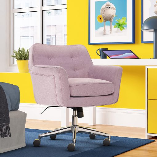 Serta® Ashland Home Mid-Back Office Chair, Twill Fabric, Lilac/Chrome