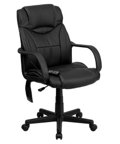 Flash Furniture Ergonomic LeatherSoft™ Faux Leather High-Back Massaging Chair, Black 2
