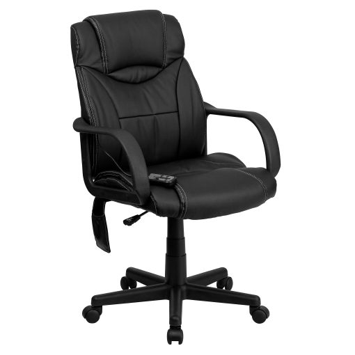 Flash Furniture Ergonomic LeatherSoft™ Faux Leather High-Back Massaging Chair, Black - Image 2