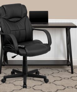 Flash Furniture Ergonomic LeatherSoft™ Faux Leather High-Back Massaging Chair, Black