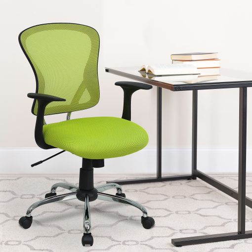 Flash Furniture Mesh Mid-Back Task Chair, Green/Black/Chrome