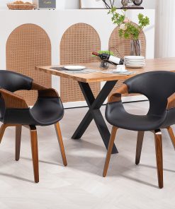 Glamour Home Baylor Faux Leather Dining Accent Chairs, Black/Brown, Set Of 2 Chairs 2