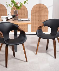 Glamour Home Baylor Faux Leather Dining Accent Chairs, Black/Brown, Set Of 2 Chairs