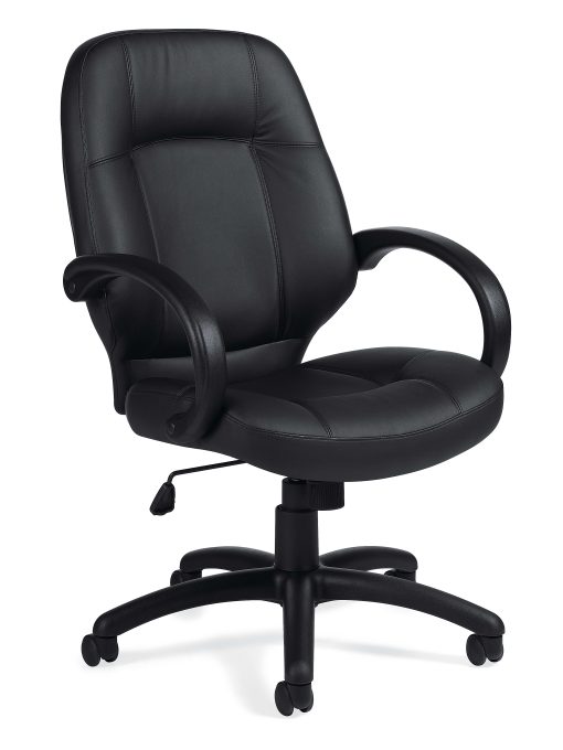 Offices To Go™ Luxehide Bonded Leather High-Back Chair, Black, OTG2788B