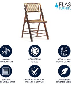 Flash Furniture American Champion Bamboo Folding Chair, Wood Grain 2