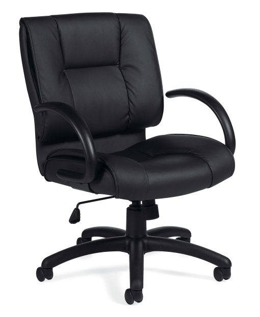 Offices To Go™ Luxehide Bonded Leather Mid-Back Chair, Black - Image 2