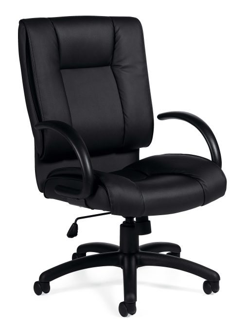 Offices To Go™ Luxehide Bonded Leather High-Back Chair, Black, OTG2700B