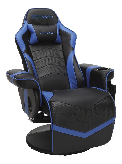 Respawn 900 Racing-Style Bonded Leather Gaming Recliner, Black/Blue - Image 2