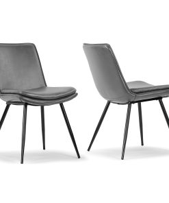 Glamour Home Avalon Faux Leather Dining Chairs With Metal Legs, Gray, Set Of 2 Chairs