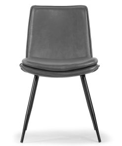 Glamour Home Avalon Faux Leather Dining Chairs With Metal Legs, Gray, Set Of 2 Chairs 2