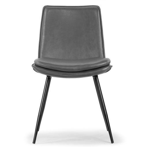 Glamour Home Avalon Faux Leather Dining Chairs With Metal Legs, Gray, Set Of 2 Chairs - Image 2
