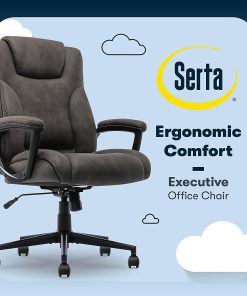 Serta® Comfort Eco Ergonomic Velvet Mid-Back Executive Office Chair, Brown/Black 2