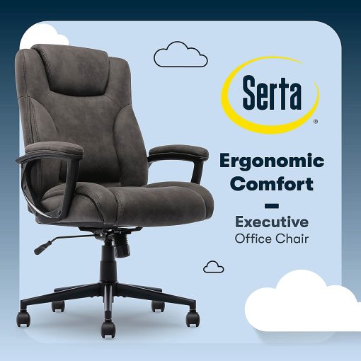 Serta® Comfort Eco Ergonomic Velvet Mid-Back Executive Office Chair, Brown/Black - Image 2
