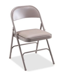 Lorell® Vinyl Padded Seat Folding Chair, Beige, Set Of 4 2
