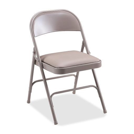 Lorell® Vinyl Padded Seat Folding Chair, Beige, Set Of 4 - Image 2