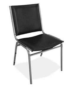 Lorell® Padded Vinyl Seat, Vinyl Back Stacking Chair 16 1/5" Seat Width, Black Seat/Chrome Frame, Quantity: 4