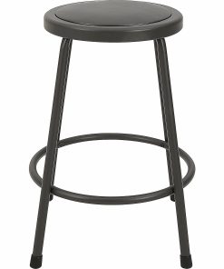 Lorell Metal Shop Stool, 24″ Vinyl Seat Material, Light Gray 2