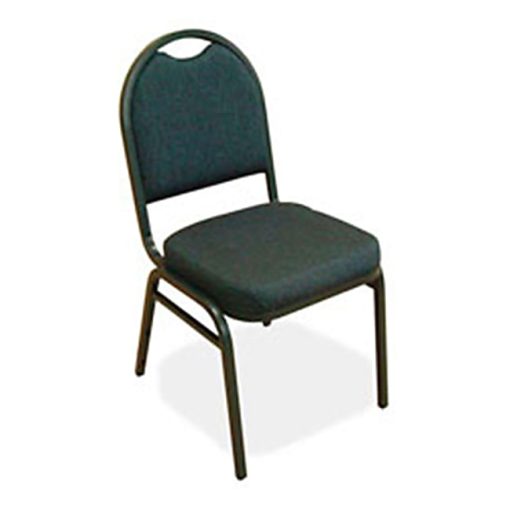 Lorell® Banquet Padded Fabric Seat, Fabric Back Stacking Chair 16 15/16" Seat Width, Blueberry Seat/Charcoal Frame, Quantity: 4 - Image 2