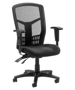 Lorell® Ergomesh High-Back Multifunction Chair, Fabric Seat, Black
