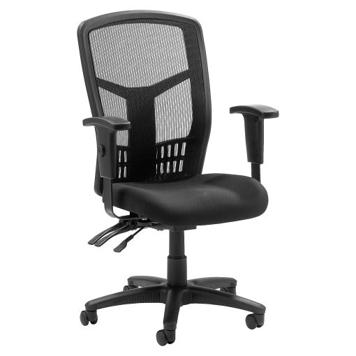 Lorell® Ergomesh High-Back Multifunction Chair, Fabric Seat, Black