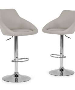 Glamour Home Alani Bar Stools, Chrome/Ashy Gray, Set Of 2 Stools