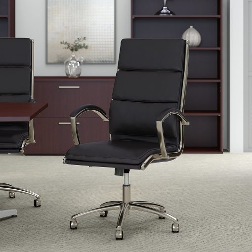 Bush Business Furniture Modelo Bonded Leather High-Back Office Chair, Black, Standard Delivery - Image 2