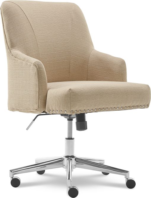 Serta® Leighton Home Fabric Mid-Back Chair, Stoneware Beige/Chrome - Image 2