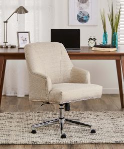 Serta® Leighton Home Fabric Mid-Back Chair, Stoneware Beige/Chrome