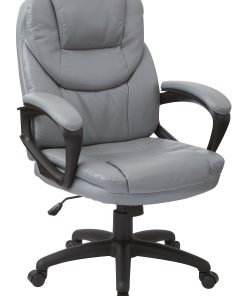 Office Star™ Work Smart™ Faux Leather High-Back Chair, Charcoal/Black