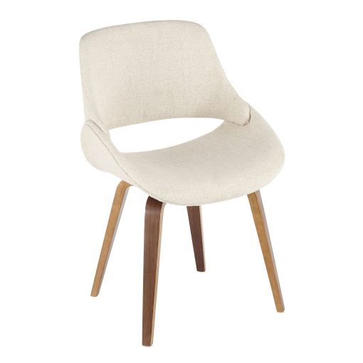 LumiSource Fabrico Dining Chairs, Walnut/Cream Noise, Set Of 2 Chairs - Image 2