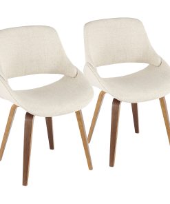 LumiSource Fabrico Dining Chairs, Walnut/Cream Noise, Set Of 2 Chairs