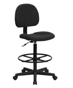 Flash Furniture Fabric Drafting Chair (Cylinders: 22.5”-27”H or 26”-30.5”H), Black 2
